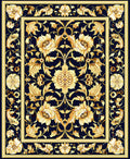 Classic Floral Golden Dark Blue Rug