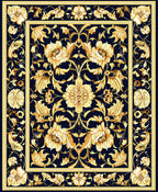 Classic Floral Golden Dark Blue Rug