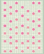 Delicate Pink Floral Grid Design Rug
