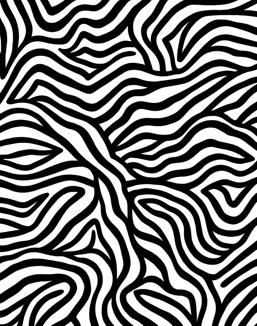Bold Black White Wavy Stripes Rug