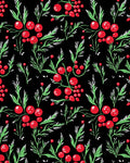 Red Berry Botanical Black Rug