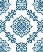 Classic Blue Floral Medallion Pattern Rug