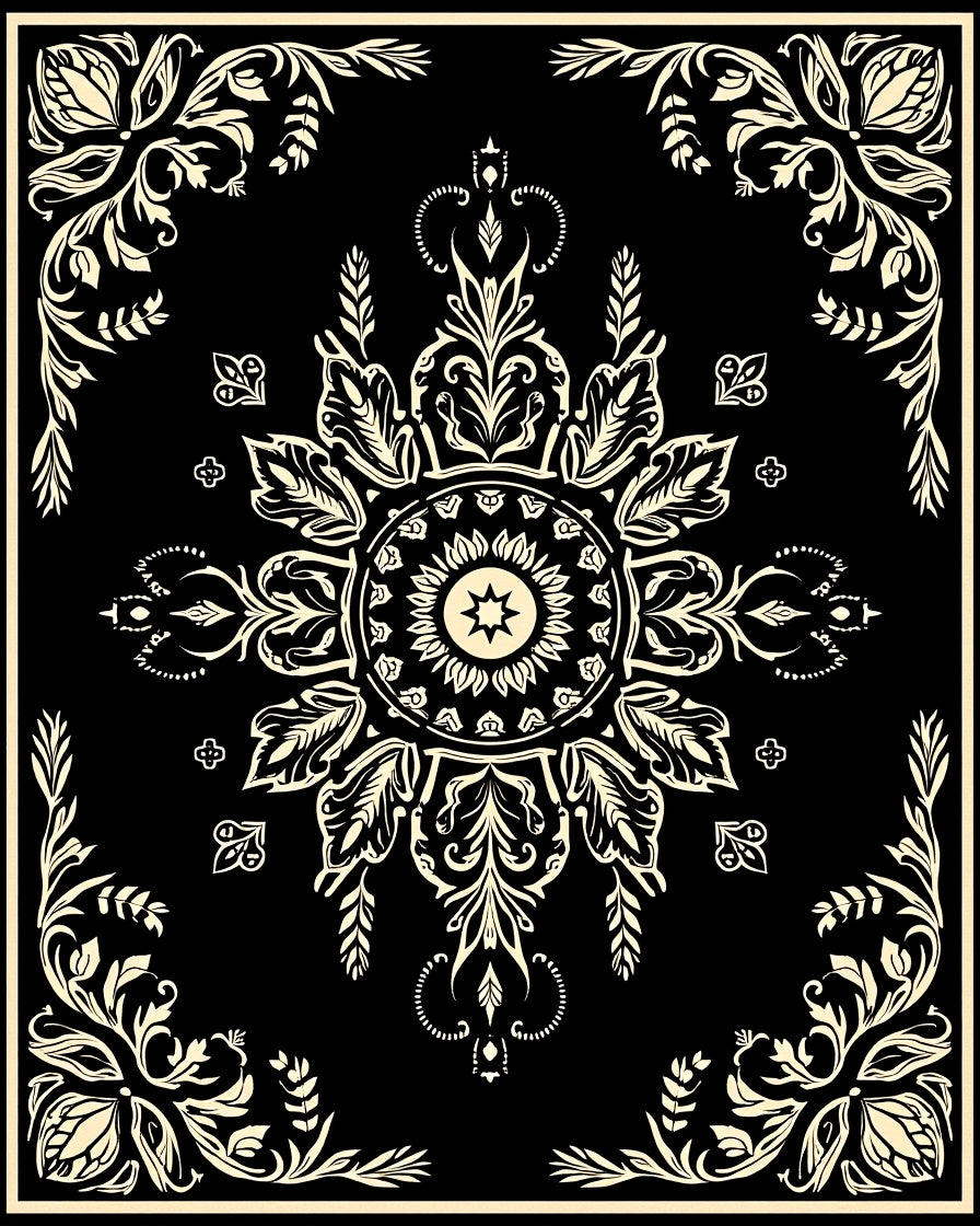 Ornate Floral Medallion Pattern Rug