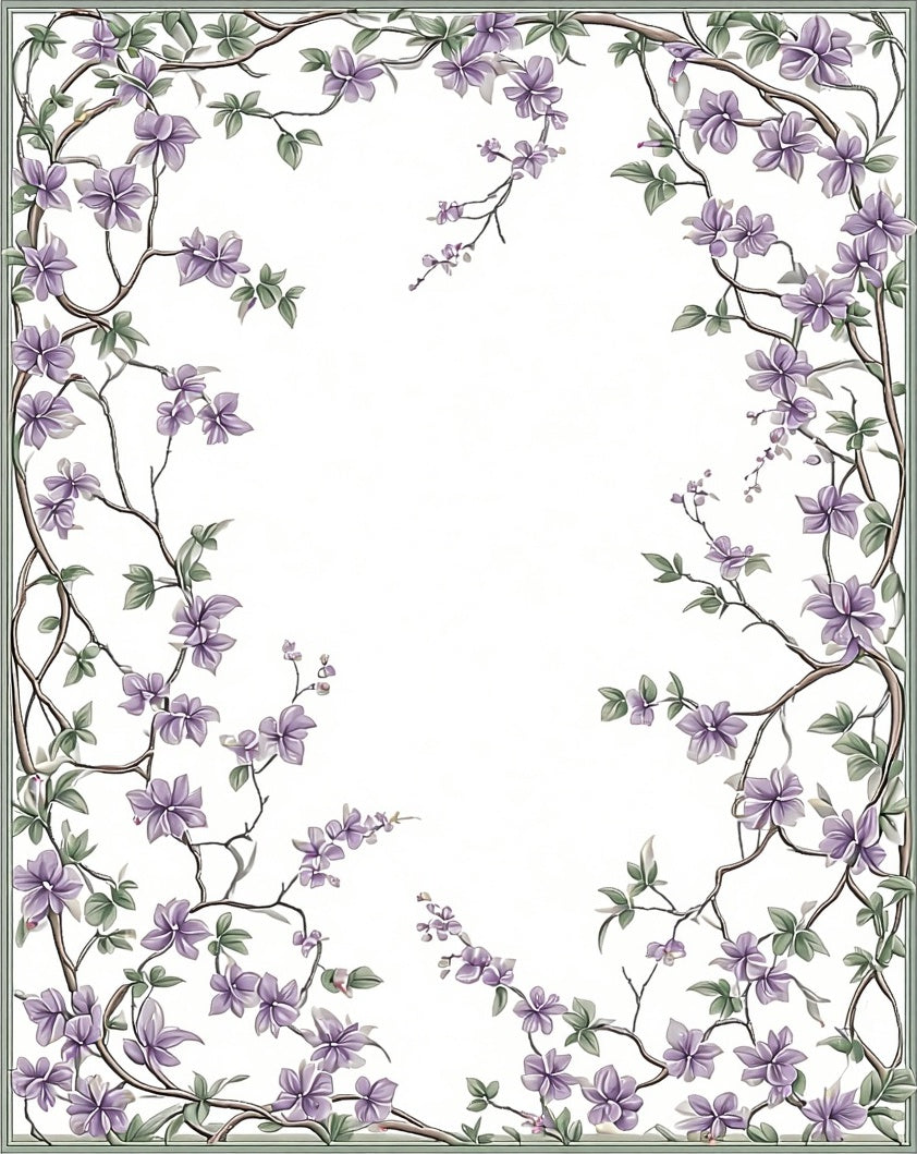 Delicate Lavender Floral Vine Accents Rug