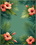 Vibrant Coral Hibiscus Jungle Print Rug