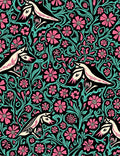 Pink Floral Bird Pattern Rug