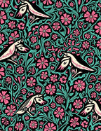 Pink Floral Bird Pattern Rug