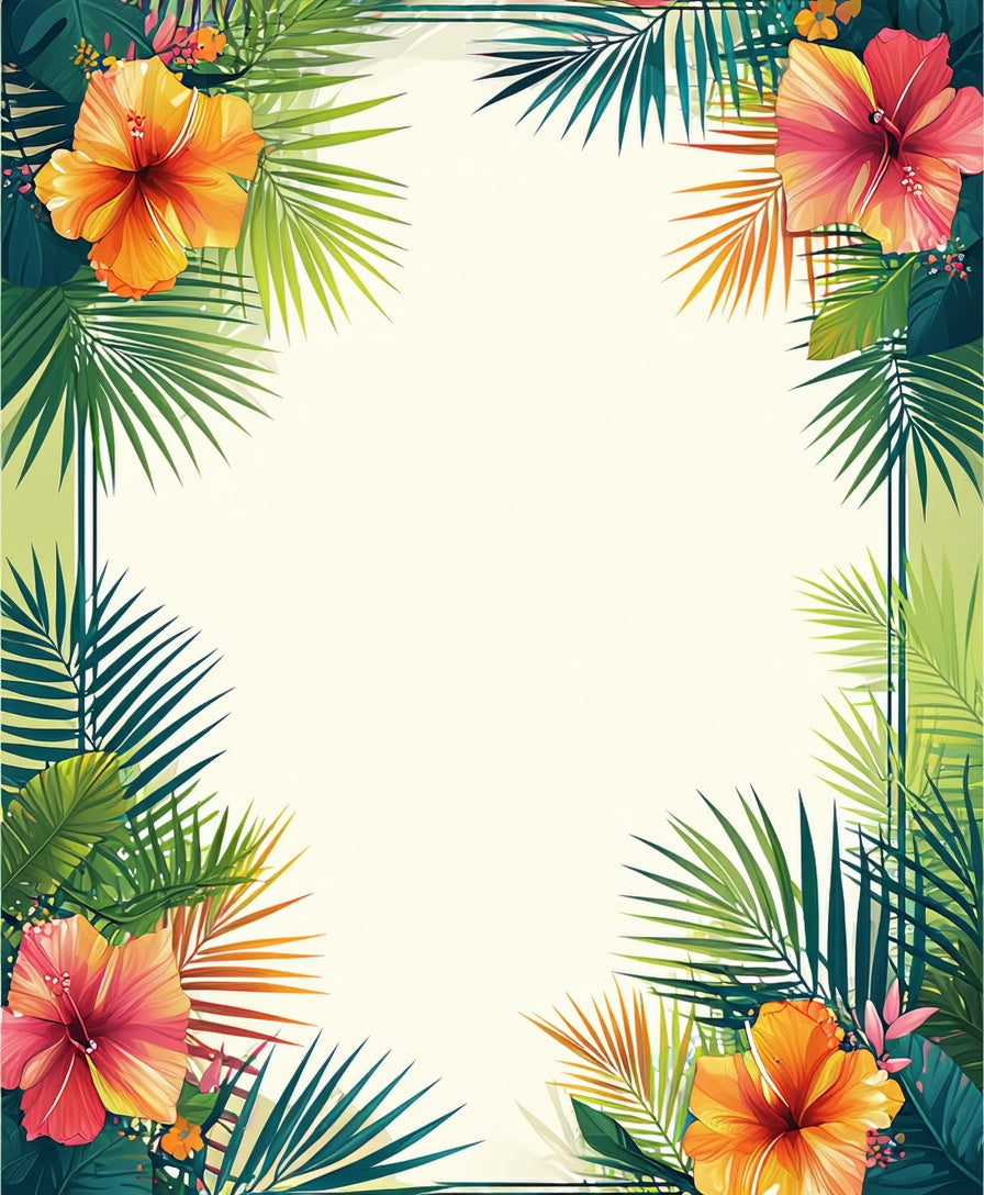 Vibrant Tropical Floral Palm Leaf Rug
