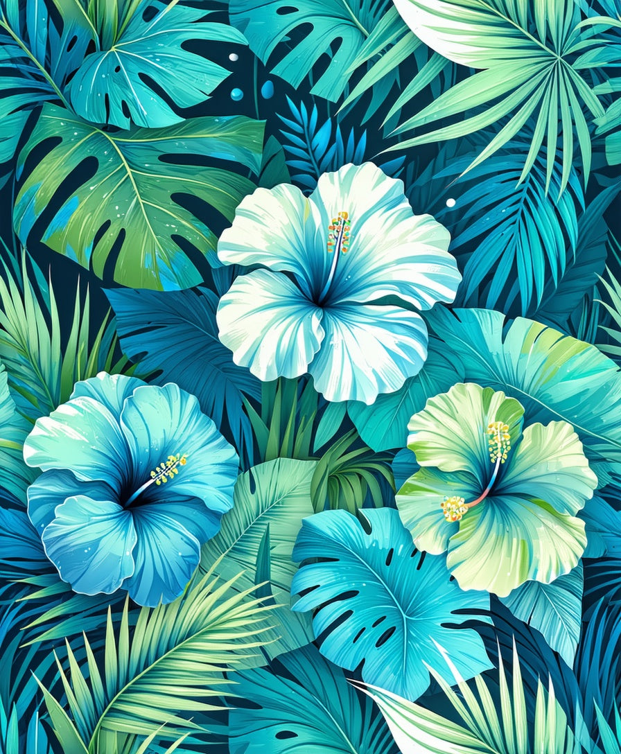 Tropical Hibiscus Leaf Pattern Rug