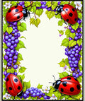 Ladybug Grape Vine Delight Pattern Rug