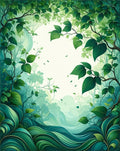 Lush Greenery Forest Wave Pattern Rug