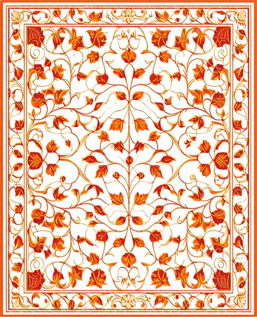 Elegant Red Floral Swirl Pattern Rug