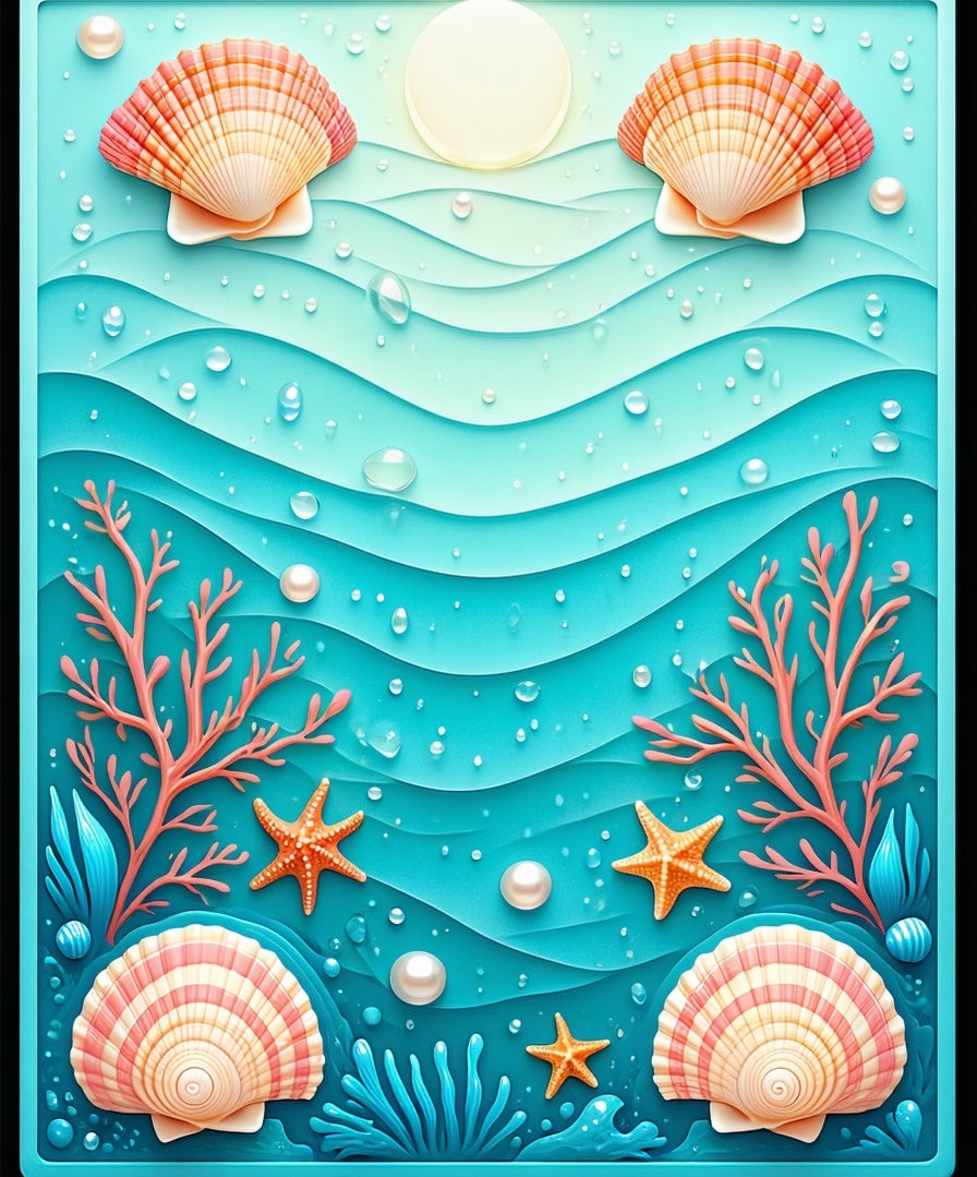 Oceanic Shells And Coral Pattern Rug