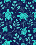 Ocean Turtle Botanical Pattern Rug