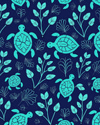 Ocean Turtle Botanical Pattern Rug