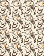 Organic Brown Swirl Floral Pattern Rug