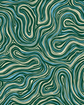 Swirling Lines Green Ivory Blue Pattern Rug