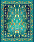 Whimsical Floral Starbursts Teal Rug