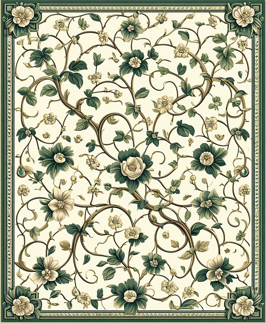 Elegant Floral Vine Pattern Rug