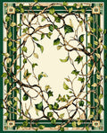 Vine And Leaf Geometric Border Rug