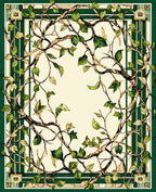 Vine And Leaf Geometric Border Rug