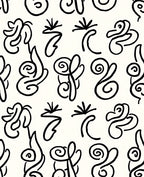 Black White Abstract Swirl Pattern Rug