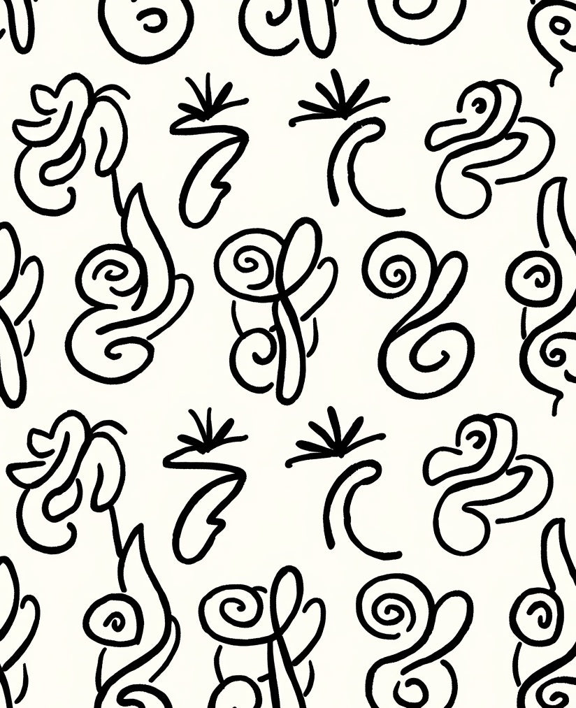 Black White Abstract Swirl Pattern Rug