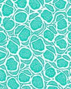 Teal White Organic Abstract Pattern Rug