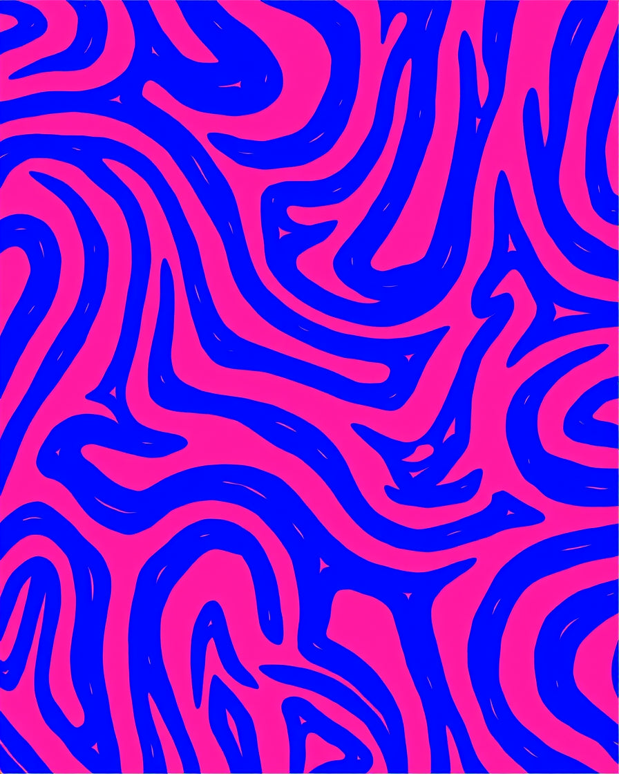 Bold Blue Pink Wavy Organic Pattern Rug