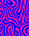 Bold Blue Pink Wavy Organic Pattern Rug