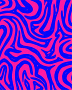 Bold Blue Pink Wavy Organic Pattern Rug