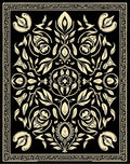 Scrolled Floral Cream Black Design Rug