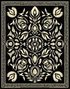 Scrolled Floral Cream Black Design Rug