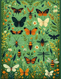 Whimsical Insect and Floral Nature Design Rug
