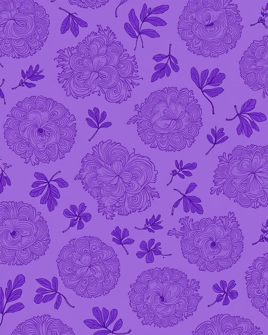 Floral Swirl Pattern on Purple Background Rug