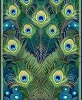 Elegant Emerald Peacock Feather Pattern Rug