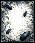 Dramatic Beetles Floral Scroll Pattern Rug
