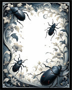 Dramatic Beetles Floral Scroll Pattern Rug