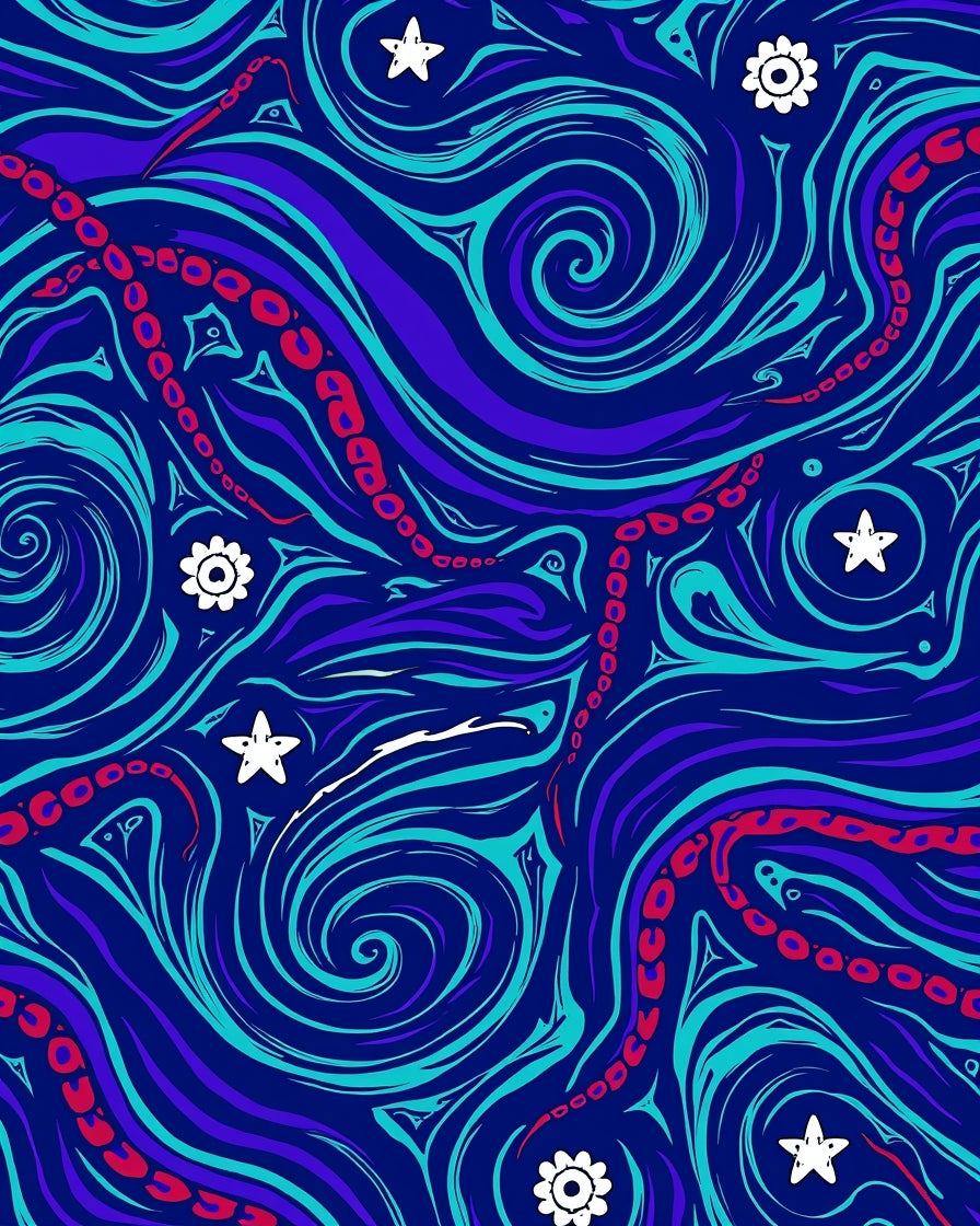 Cosmic Swirl Star Pattern Design Rug