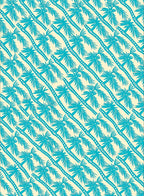 Teal Palm Frond Diagonal Repeat Rug