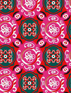 Pink Red Teal Medallion Swirl Rug