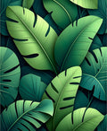 Lush Green Tropical Leaf Pattern Rug