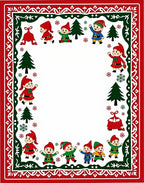 Whimsical Christmas Elves Border Rug