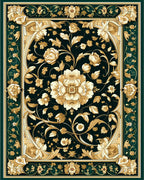 Intricate Floral Pattern With Gold Accents Rug