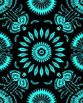 Cyan Abstract Floral Pattern Rug