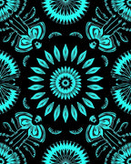 Cyan Abstract Floral Pattern Rug