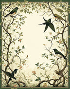 Enchanted Garden Bird Floral Pattern Rug