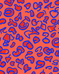 Bold Blue Red Abstract Pattern Rug