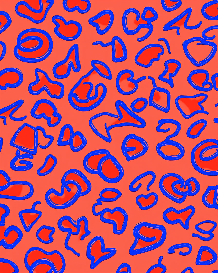 Bold Blue Red Abstract Pattern Rug