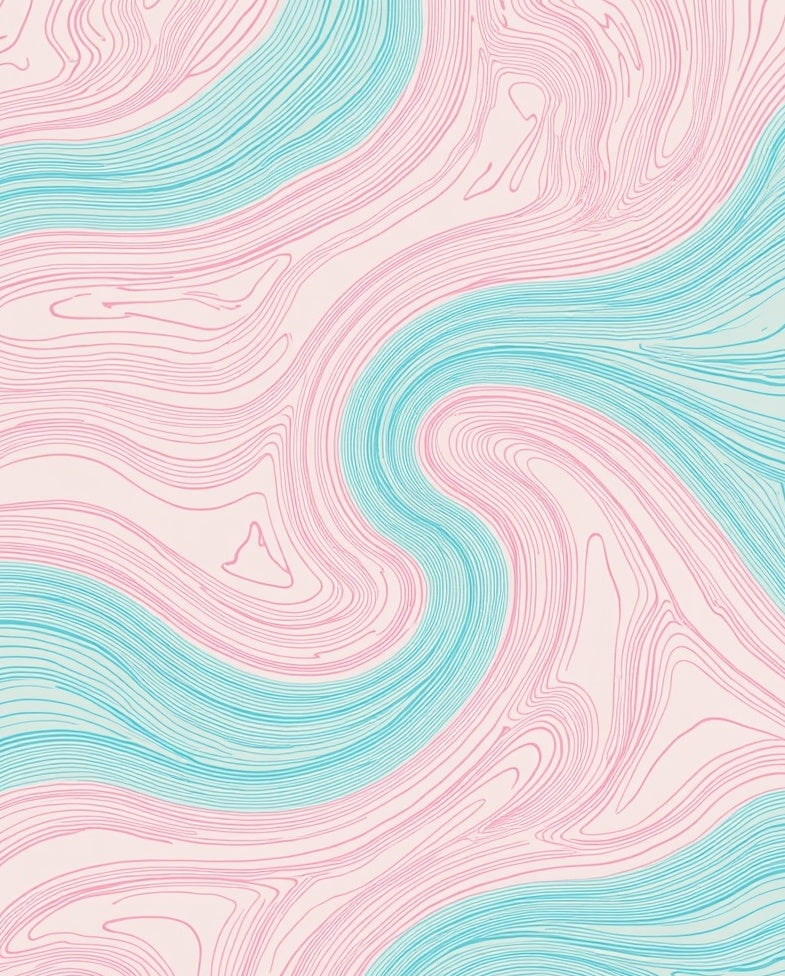 Soft Pink Teal Wavy Flow Decor Rug